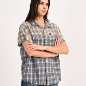 CROPPED VINTAGE CHECKED SHIRT