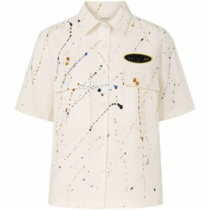 CUSTOMISED CROPPED PAINTED SHIRT