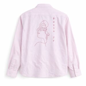 Crop fit back printed long sleeve button up shirt