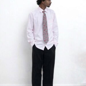 Crop fit back printed long sleeve button up shirt