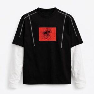 Oversized black Spider print overlock tee