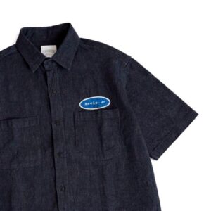 Cropped Blue Raw Denim Shirt